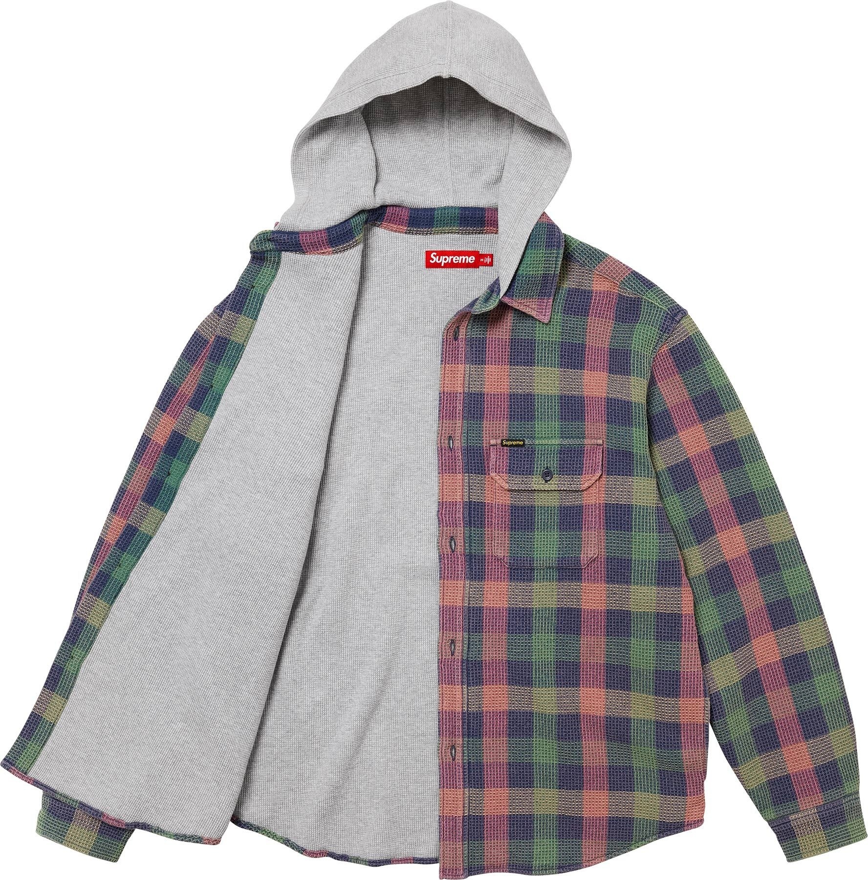 Waffle Plaid Hooded Shirt view 3